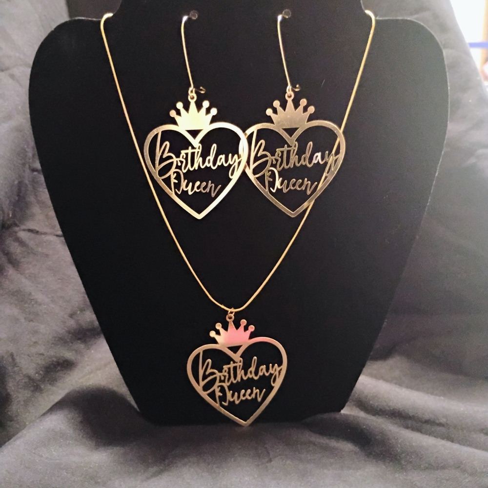 Gold Heart Earrings with Crown Detail